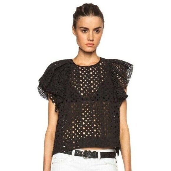 Isabel Marant Vlady Cotton Eyelet Blouse, Size 38 - Picture 1 of 5